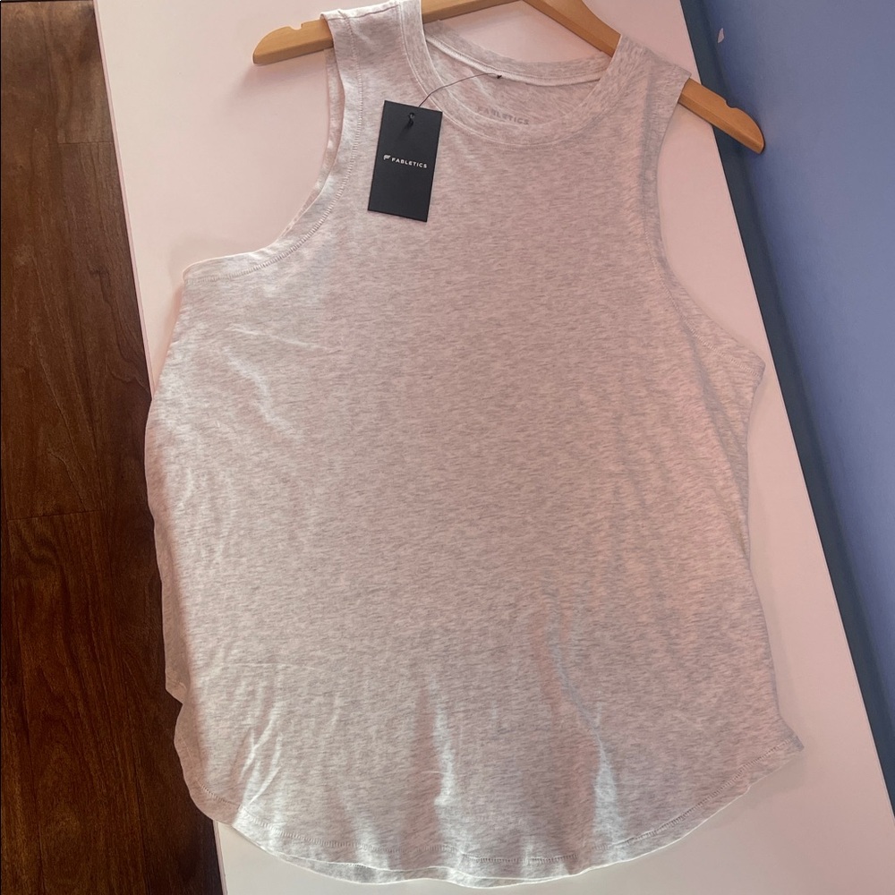 NWT Fabletics Athletic Heather Gray oversized muscle Tank Top, small